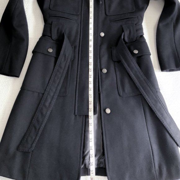 Esprit Outwear Trench Wool Single breasted Coat Overcoat Pockets Black S Small - Picture 9 of 16